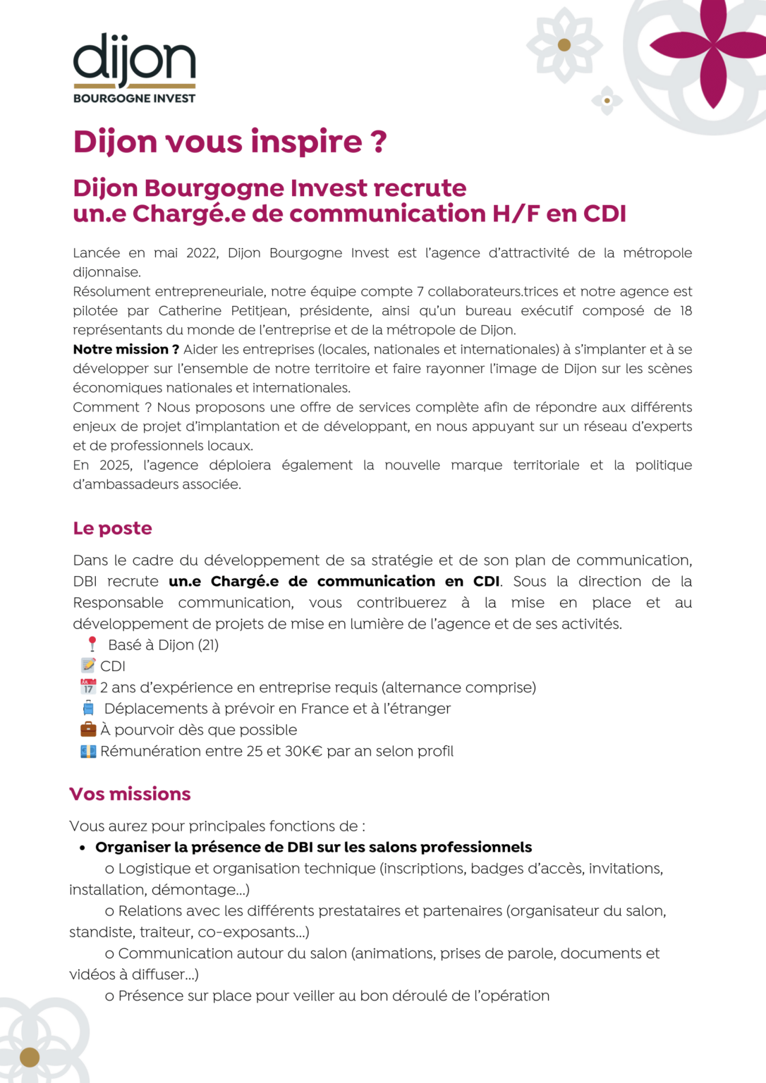 CDI Chargé(e) de communication